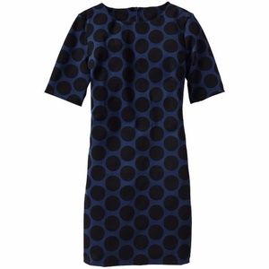 GAP Blue Polka-Dot Half Back Zip Dress